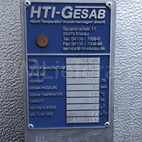 Шильдик нагревателя термального масла HTI–Gesab HE