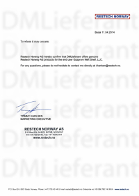 DMLieferant является официальным поставщиком оригинального оборудования Restech Norway