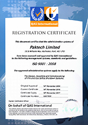 Сертификат ISO 9001 : 2008 Paktech