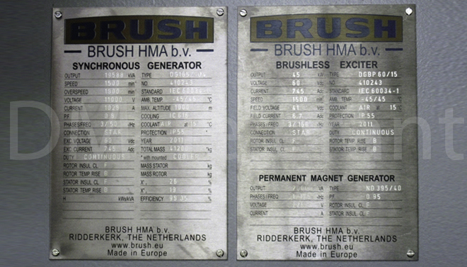 Технические характеристики генератора Brush